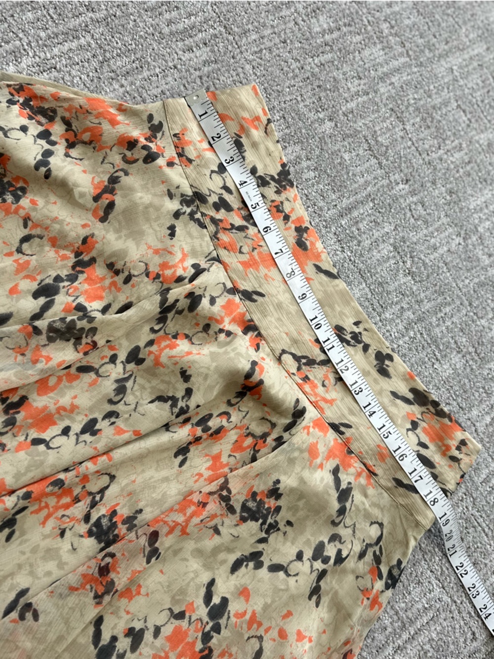 Floral Skater Skirt Beige Orange Brown Knee Length Flowy Lined Vera Moda - Picture 8 of 16